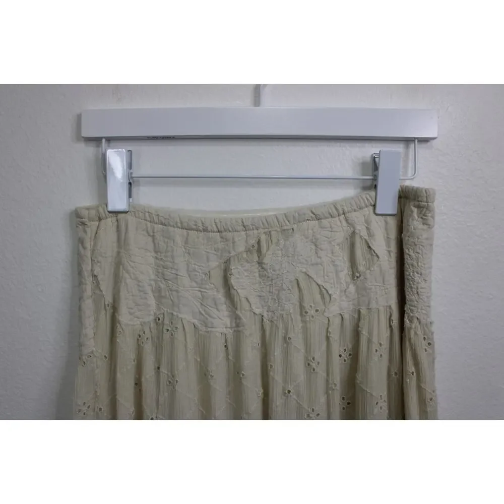 Free People Meant to Be Eyelet Strapless Midi Dress Boho Cottagecore Size S